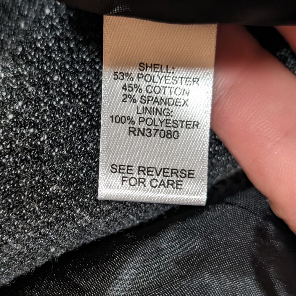 Versona S heathered grey twill look comfy stretch hip length jacket 3/4 sleeve - Picture 7 of 7